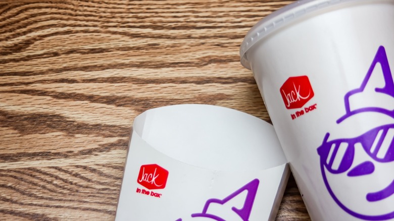 jack in the box cup and food holder on table