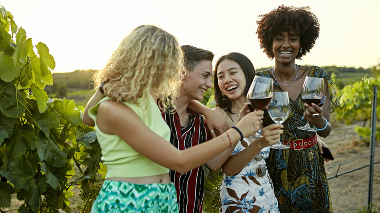 Friends enjoying wine together