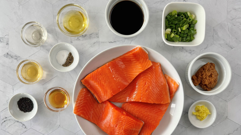 Ingredients for miso salmon