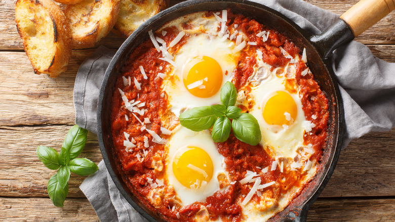 A skillet of eggs in purgatory