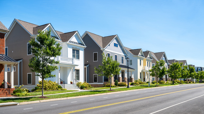 A row of suburban houses