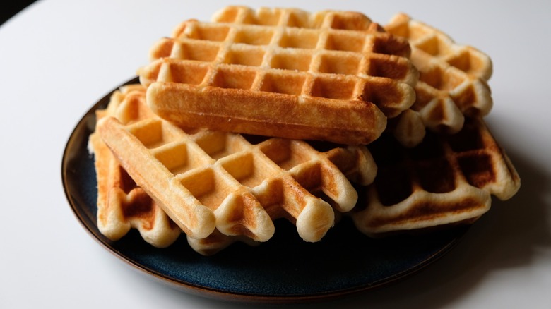 fluffy waffles on a plate