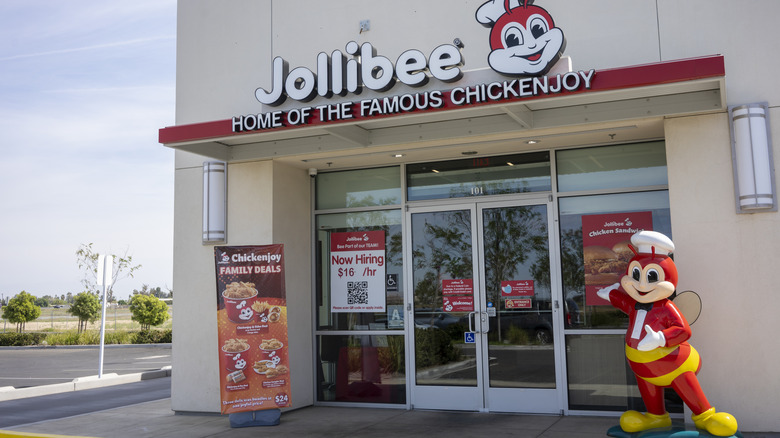 outside of Jollibee chicken restaurant in California