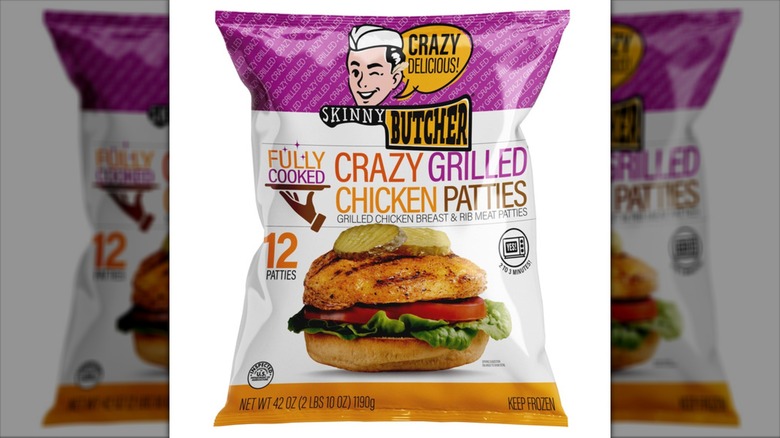 freezer bag of fully-cooked grilled chicken patties