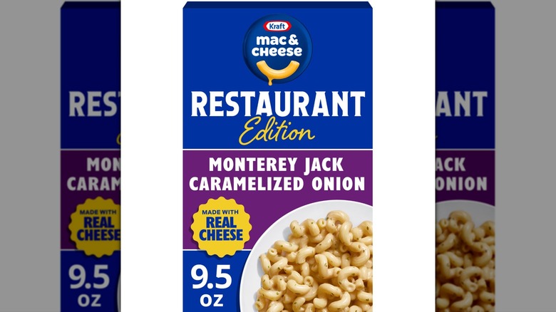 blue box of kraft mac and cheese in premium flavor
