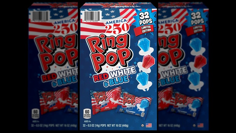 red and blue ring pops in box