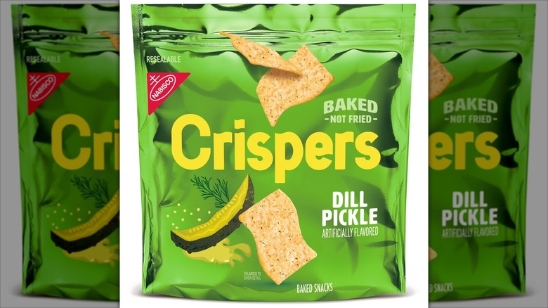 green package of pickle-flavored crisps