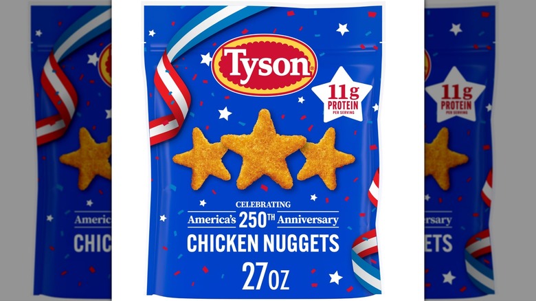 blue plastic bag of star-shaped chicken nuggets