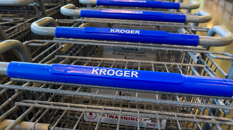 kroger shopping carts with blue handles