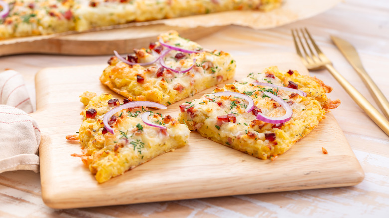 Potato pizza with toppings