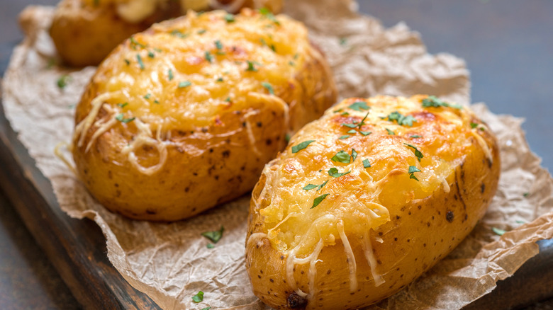 loaded baked potato with bacon and cheese