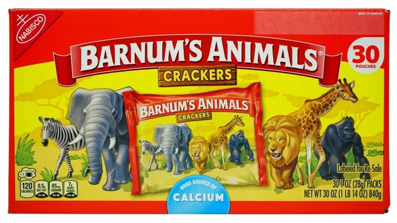 red box of animal cracker packets