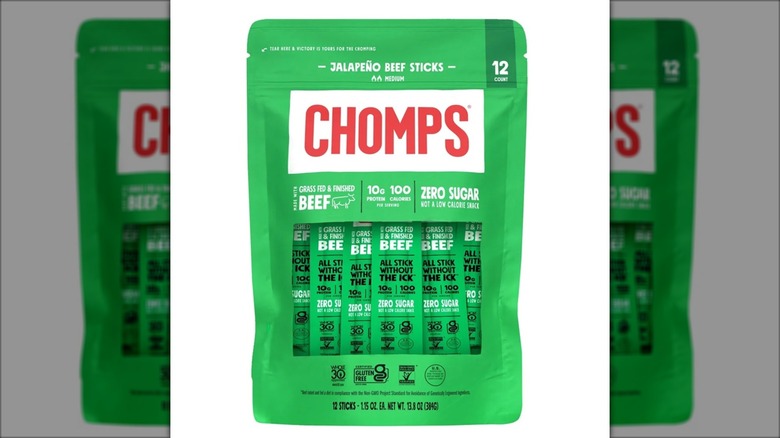 green package of beef sticks in individual wrappers