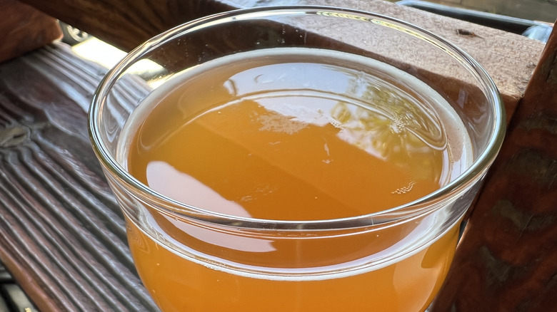 Close-up of a glass of wheat beer