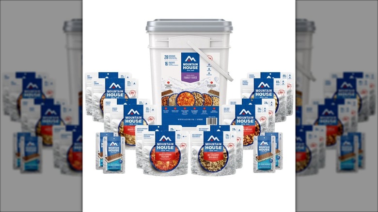 bucket of mre meals in packages