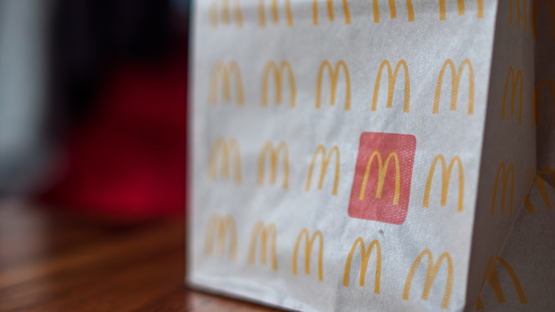 mcdonald's branded paper bag closeup