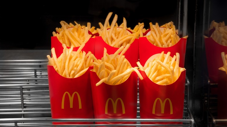 rack of mcdonald's fries at restaurant