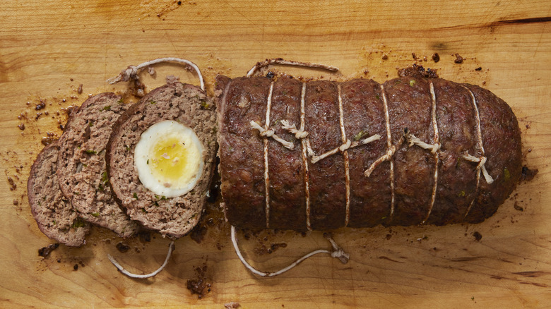 Meatloaf with hard boiled egg inside