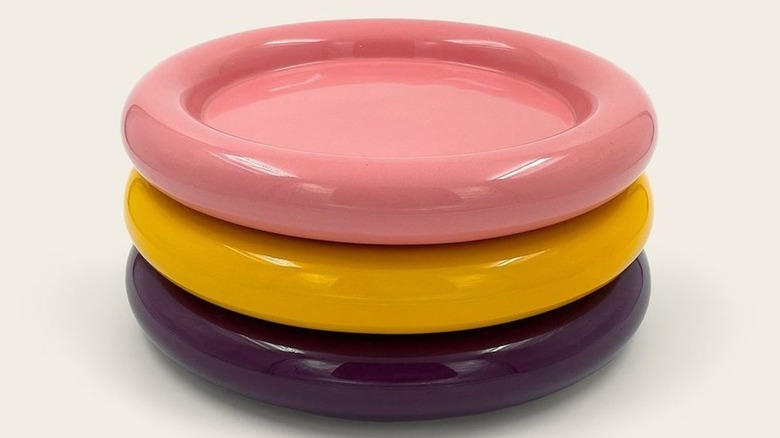set of colorful chunky plates