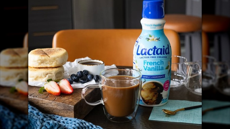 lactaid creamer with breakfast on table