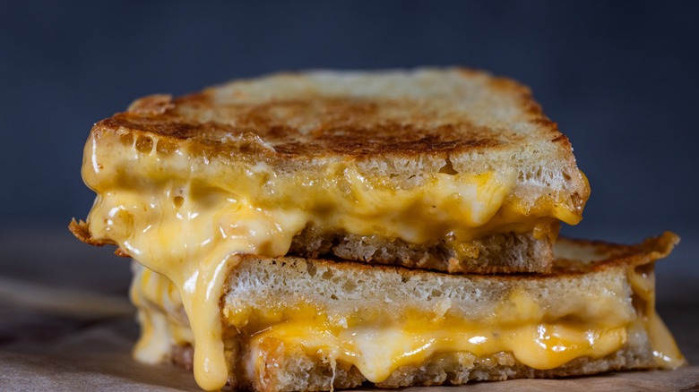 gooey grilled cheese with golden bread