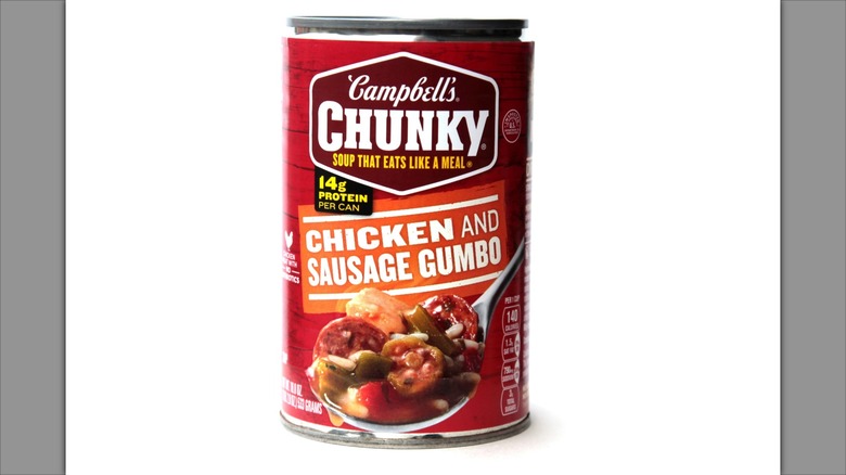 campbell's canned gumbo soup with red label
