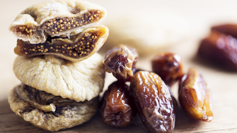 Dried fruit on a wooden surface