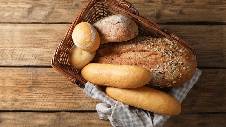 bread basket with various loaves