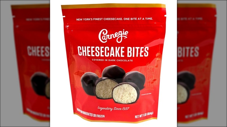 red package of chocolate covered cheesecake bites