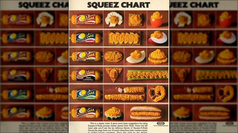 promotional "squeez chart" for kraft squeez-a-snack with processed cheese