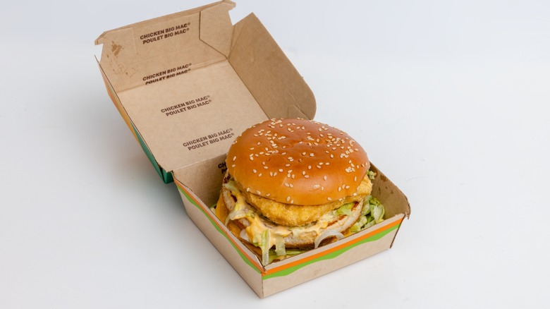 chicken big mac in clamshell box