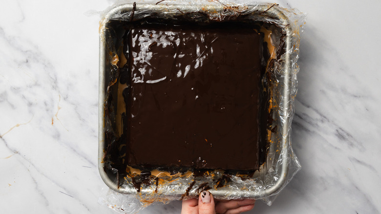 Matzo cake coated in chocolate
