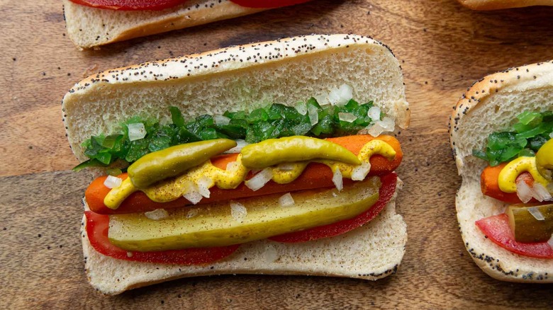 chicago-style carrot hot dogs