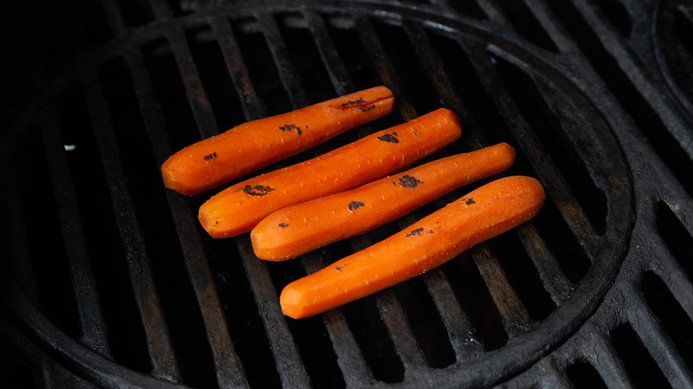 carrots cooking on grill