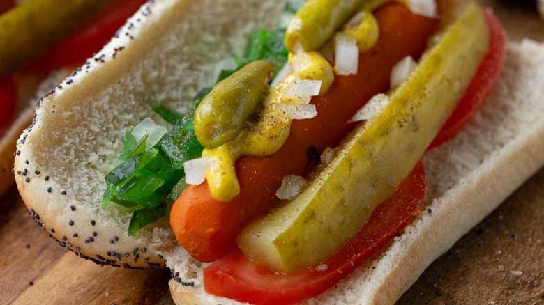 chicago-style carrot hot dogs