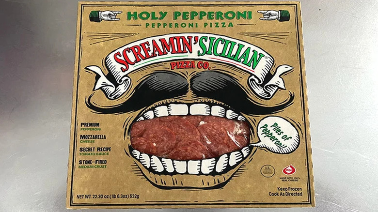 Screamin' Sicilian Holy Pepperoni pizza box