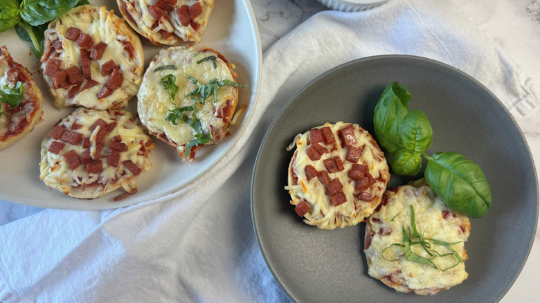 pizza bagel bites on plate
