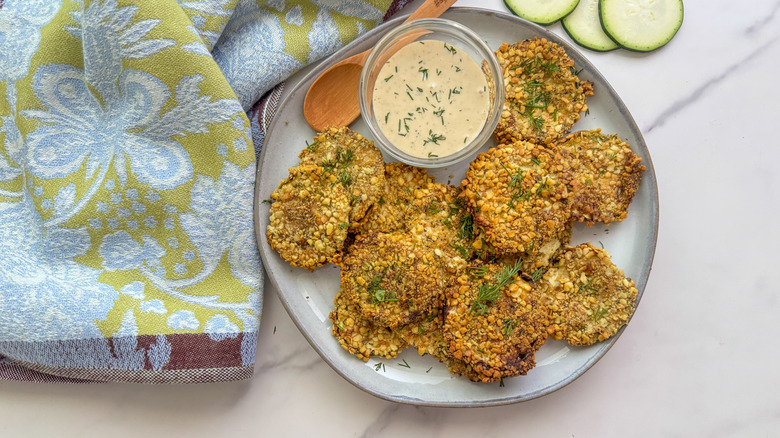 plate of air fried zucchini