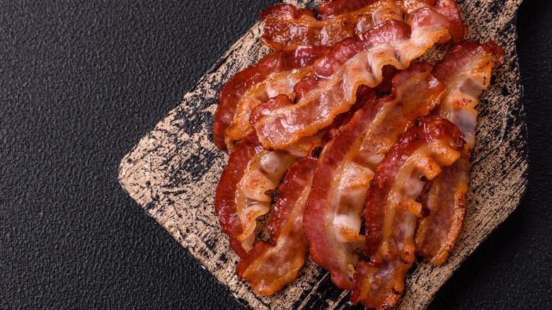 crispy bacon on board