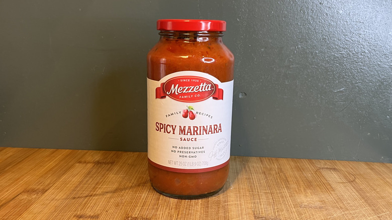 A jar of Mezzetta Spicy Marinara Sauce