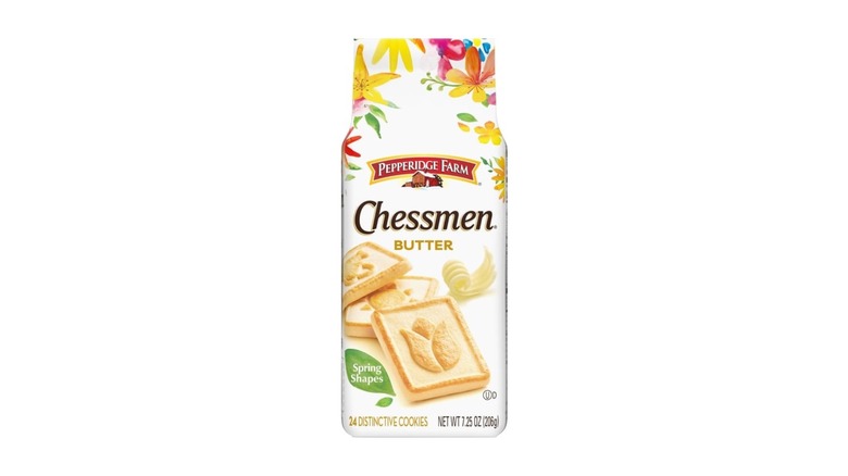 Product image of Chessman Cookies bag with Spring-themed design.