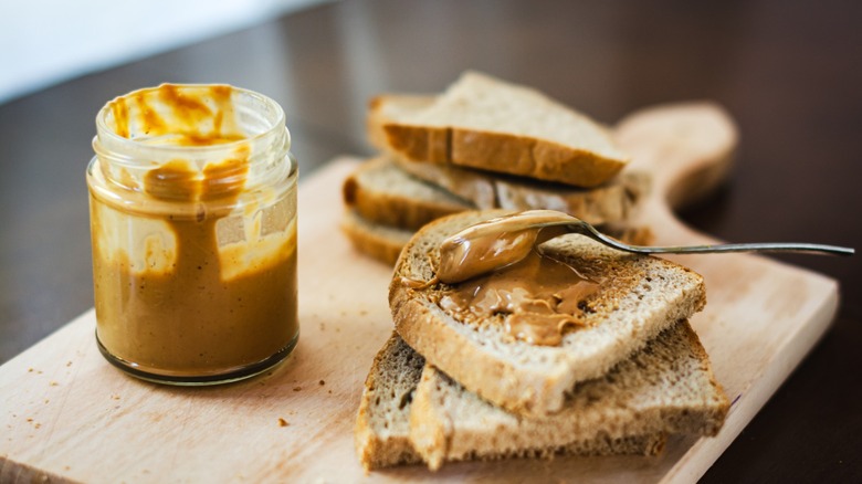 peanut butter spread on bread