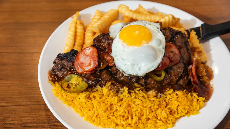 Portuguese steak plate with fries