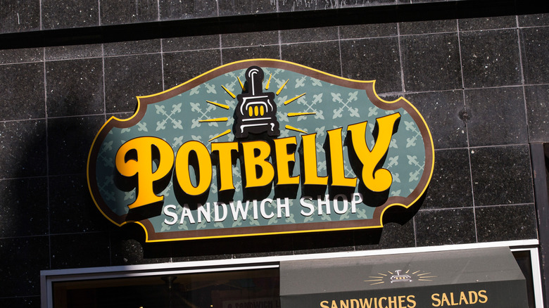 Potbelly sandwich shop exterior sign