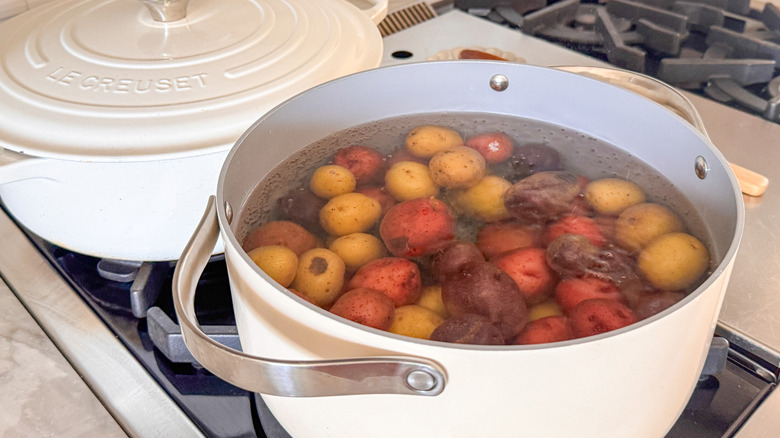potatoes boiling on stove