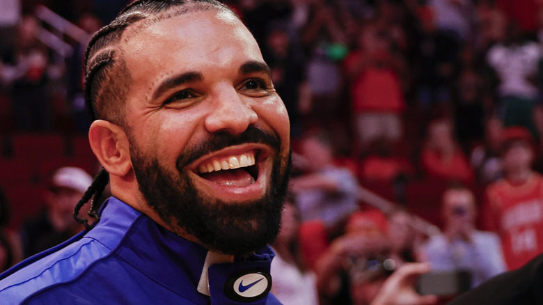 Rapper and music icon Drake at an NBA game