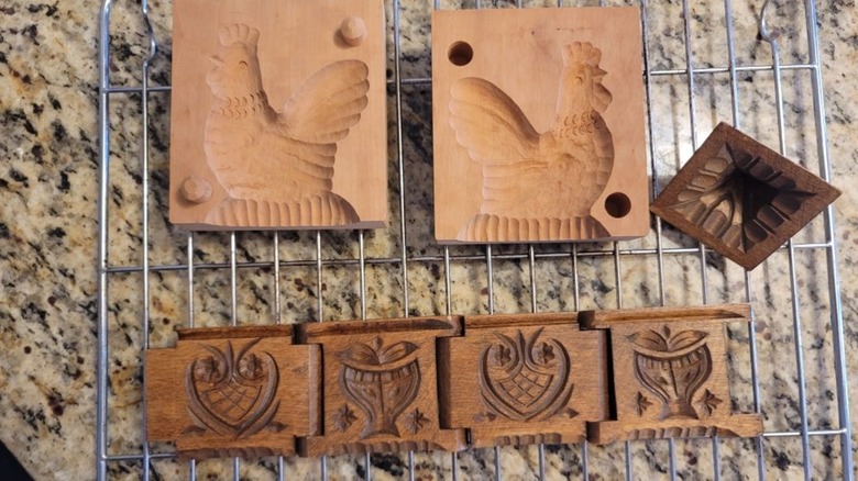 A series of craved butter mold lids