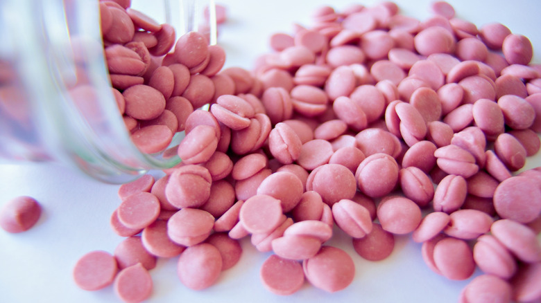 Ruby chocolate in jar.