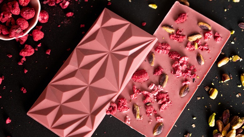 Ruby chocolate bars. 