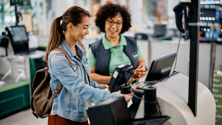 Employee helping nice customer